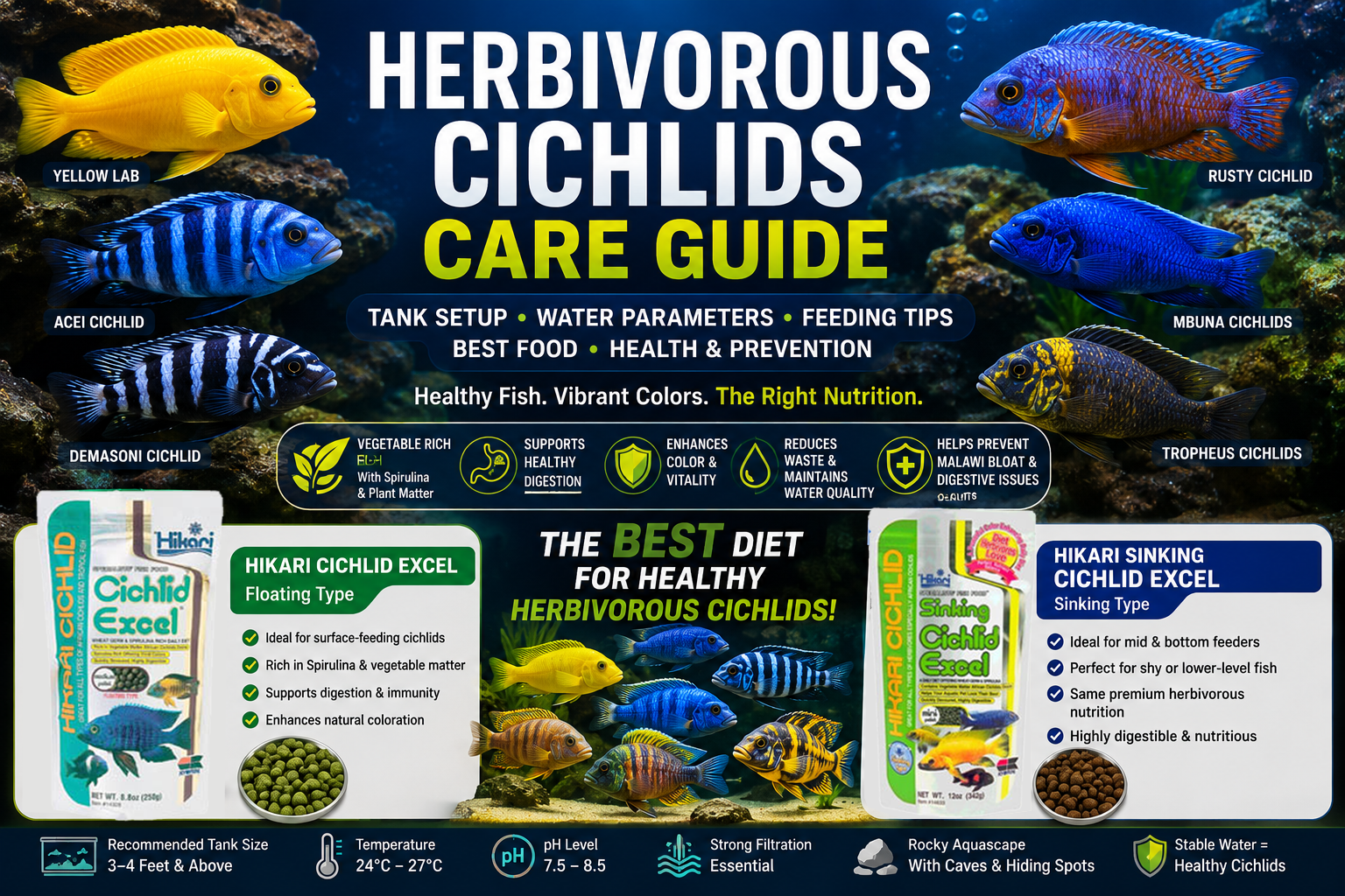 Hikari cichlid excel best feed for herbivorous fishes